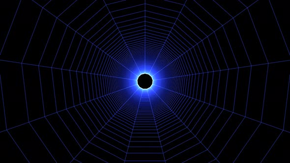 Blue Grid Tunnel Abstract Animation