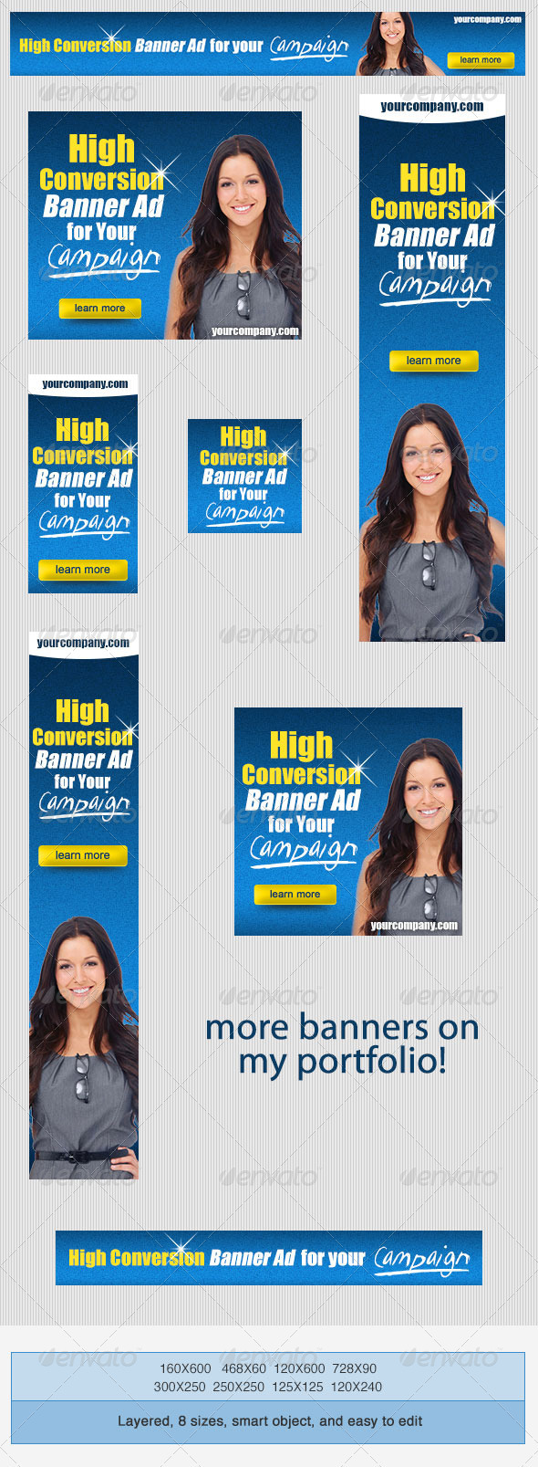 High Conversion Banner Ad PSD Template - Banners & Ads Web Elements