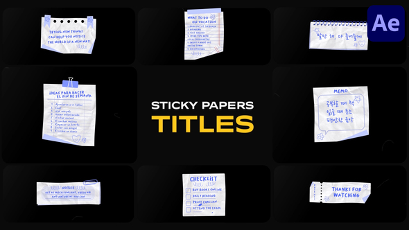 Sticky Papers Titles for After Effects