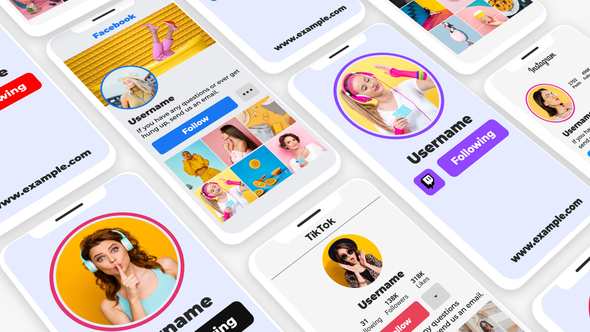 Social Lower Thirds Phone Elements template preview