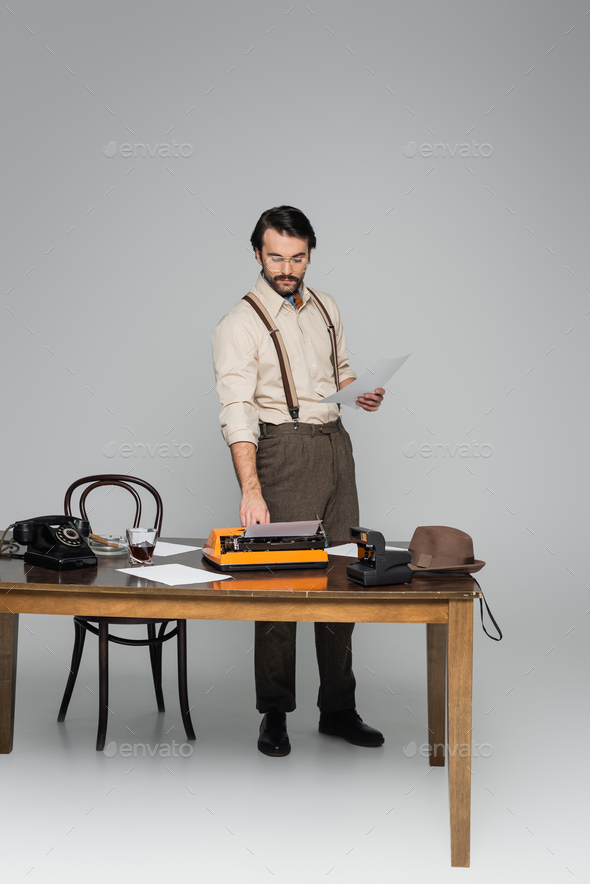 Vintage Typewriter with Paper Isolated Stock Photo - Image of