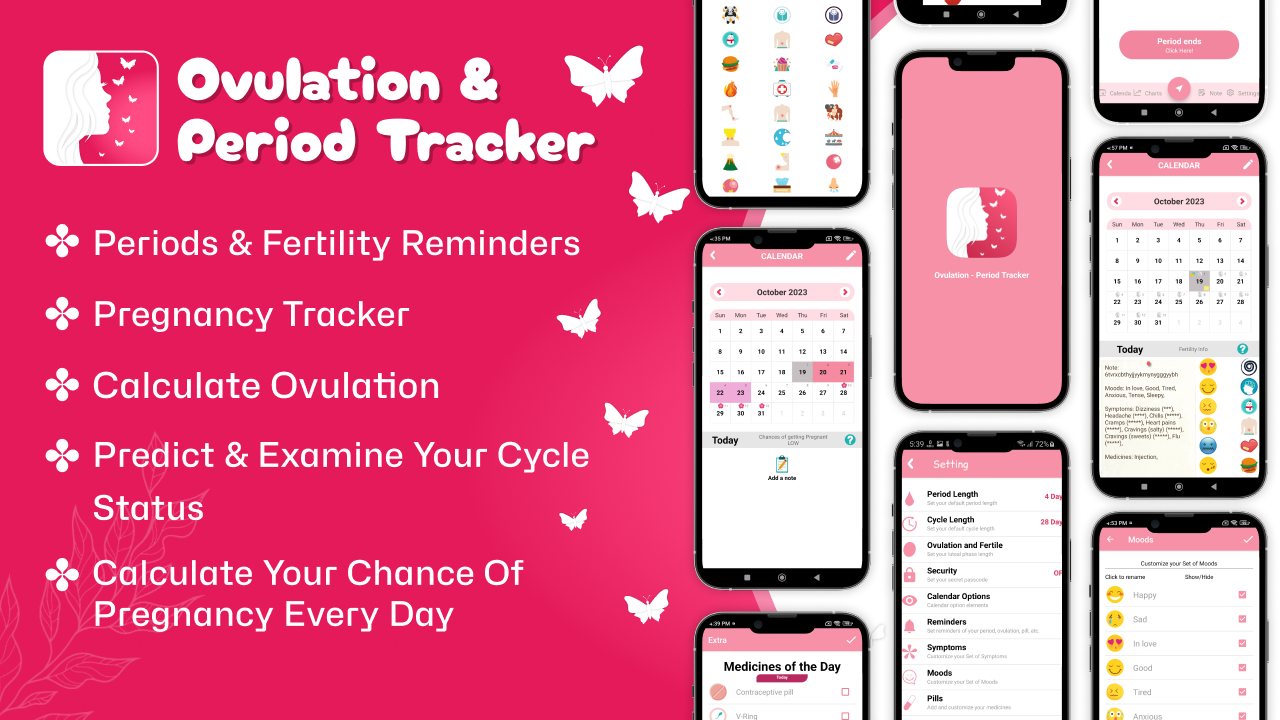 Ovulation Period Tracker Period Calendar Cycle Tracker Fertility Tracker Diary By