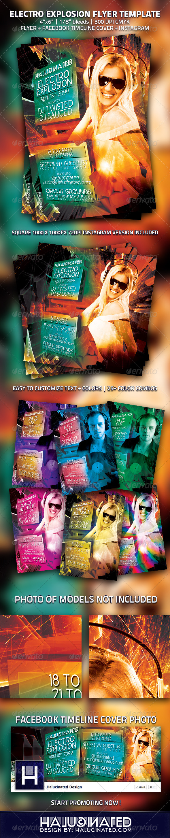 Electro Explosion Party Flyer Template - Events Flyers