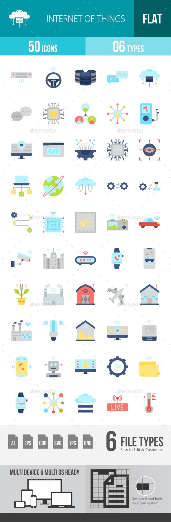 [DOWNLOAD]Internet Of Things Flat Multicolor Icons