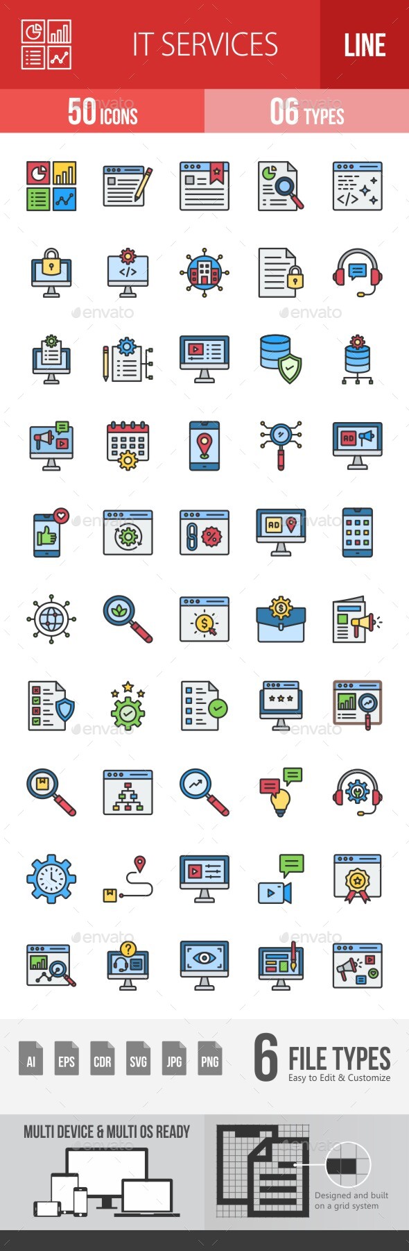 IT Services Filled Line Icons