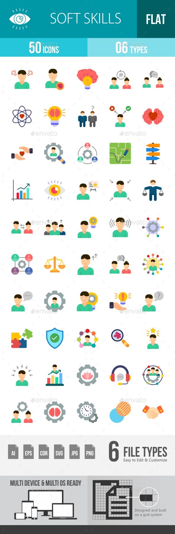 [DOWNLOAD]Soft Skills Flat Multicolor Icons