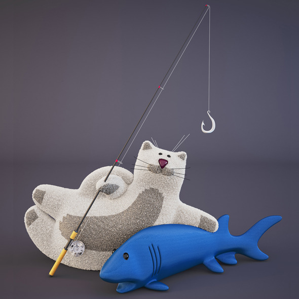 Cat and Fish - 3Docean 3948037