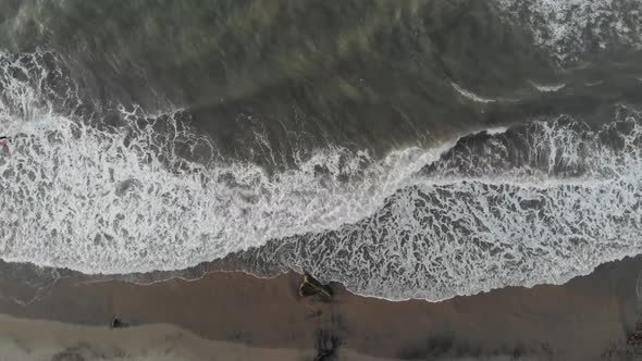 Overhead of the shore in the Caribbean Sea. Waves
