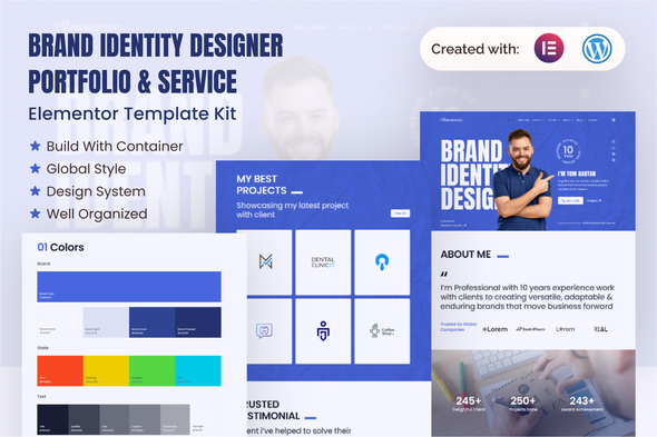 Brander - Brand Identity Designer Portfolio & Service Elementor Pro Template Kit