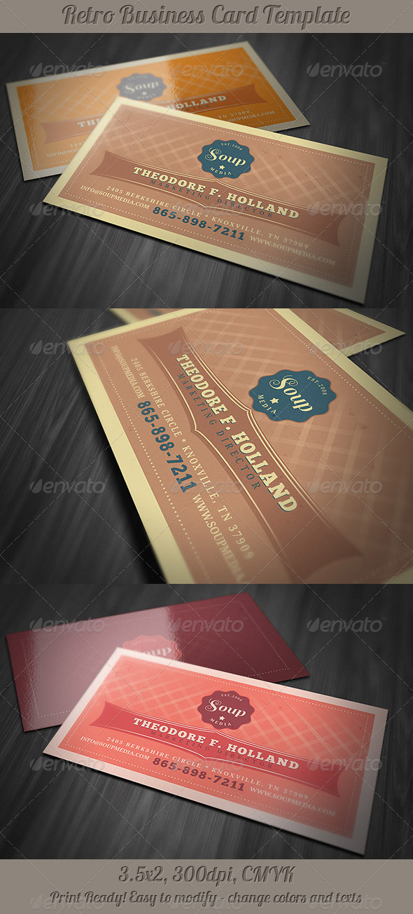 Retro Business Card Template - Retro/Vintage Business Cards
