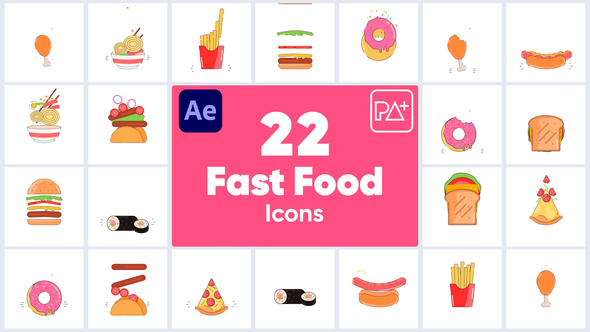 Fast Food Icons For After Effects