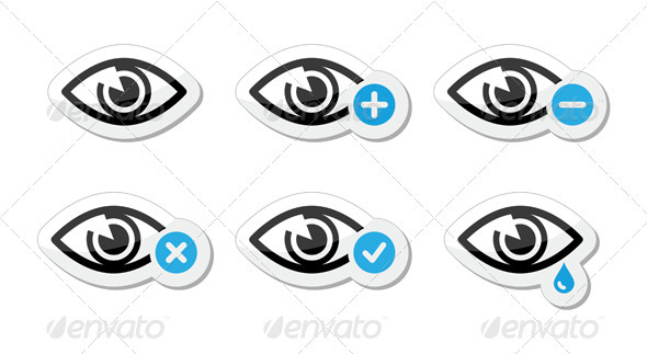 Eye Sight Icons Set - Vector - People Characters