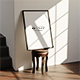 Minimalist elegant photo frame mockup poster on the stool