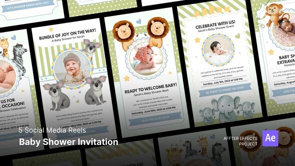Social Media Reels - Baby Shower Invitation After Effects Template Product Promo template preview