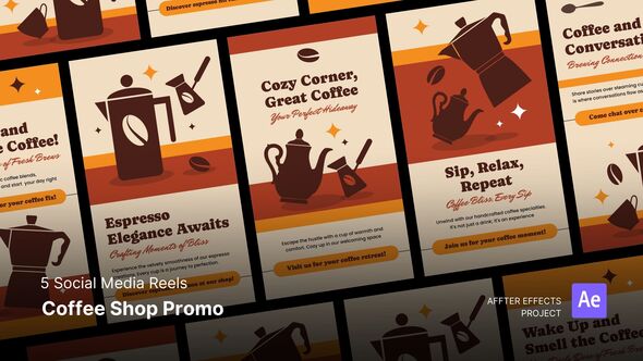 Social Media Reels - Coffee Shop Promo After Effects Template Elements template preview