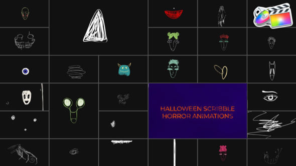 Halloween Scribble Horror Animations for FCPX
