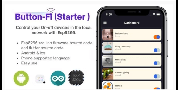 Flutter esp8266 project.simple smart home wifi light switch DIY remote wireless smart home switch.