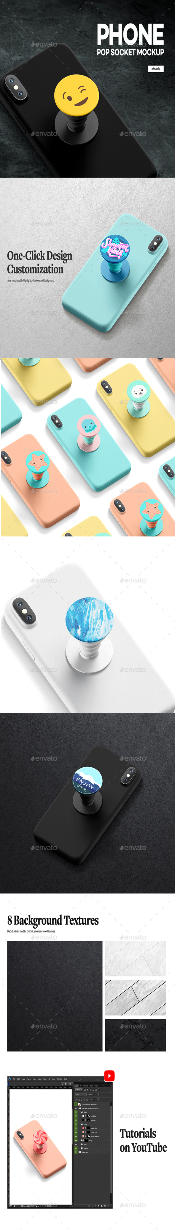 Phone Pop Socket Mockup