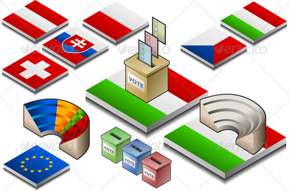 Ballot Box and Parliament on the Button Flag - Miscellaneous Vectors