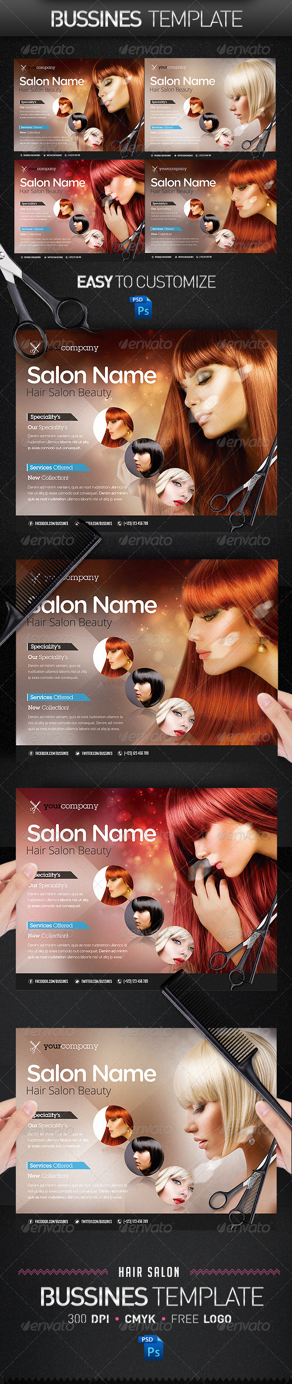 Hair Salon PRO Bussines Promotional Flyer - Commerce Flyers
