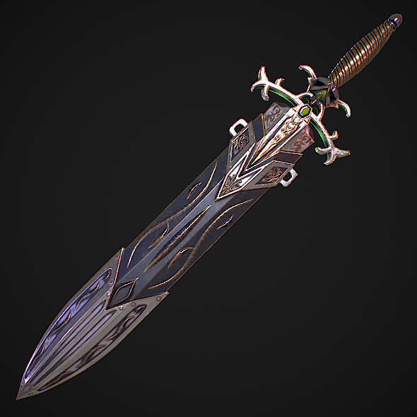 Fantasy Sword 29 With Scabbard 3D Model
