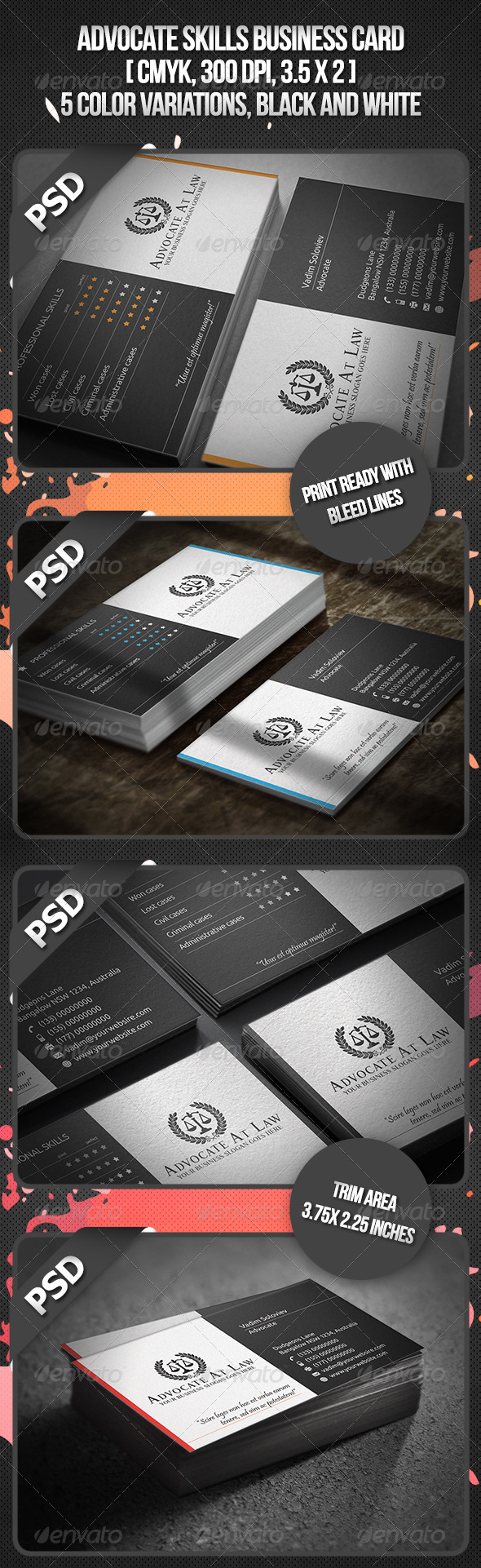 Advocate Skills Business Card - Industry Specific Business Cards
