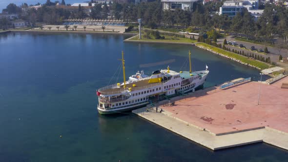 Istanbul Maltepe Bosphorus Aerial View Ferryboat Docked alt