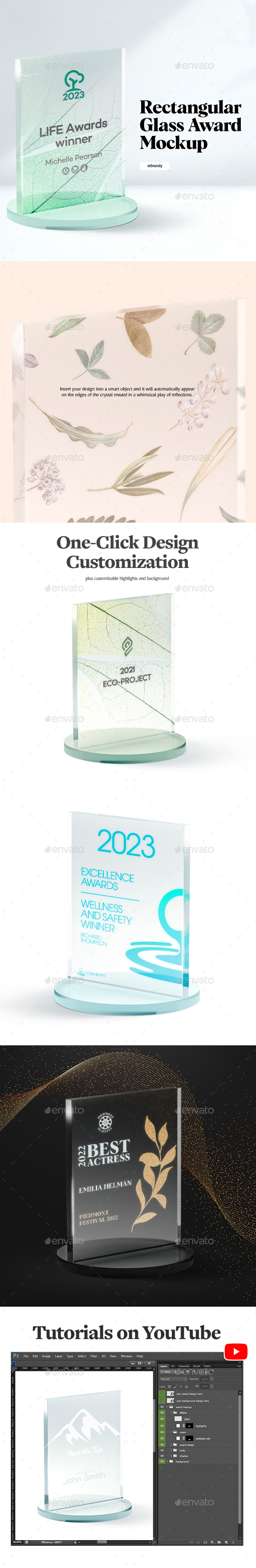 Rectangular Glass Award Mockup