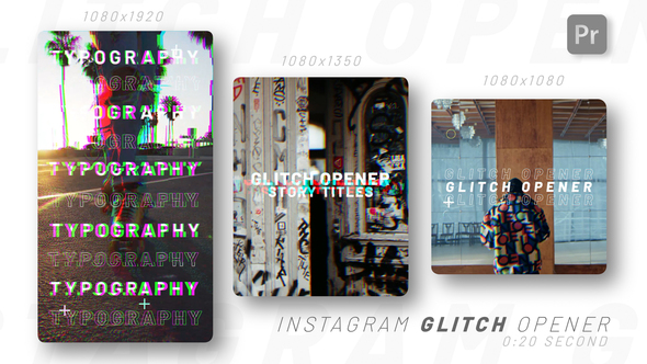Instagram Glitch Opener Premiere Pro template preview