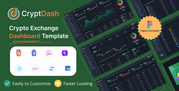 CryptDash - Crypto Exchange Dashboard HTML, React  Next JS Template