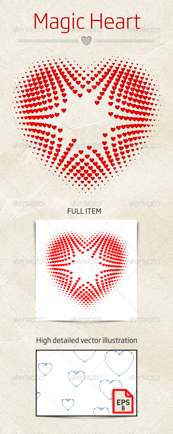Magic Heart Vector Illustration - Decorative Symbols Decorative