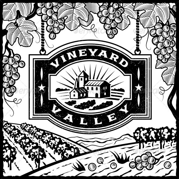 Vineyard Valley Black And White - Decorative Symbols Decorative