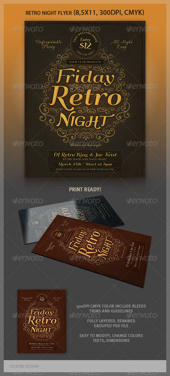Typographic Retro Flyer Template - Events Flyers