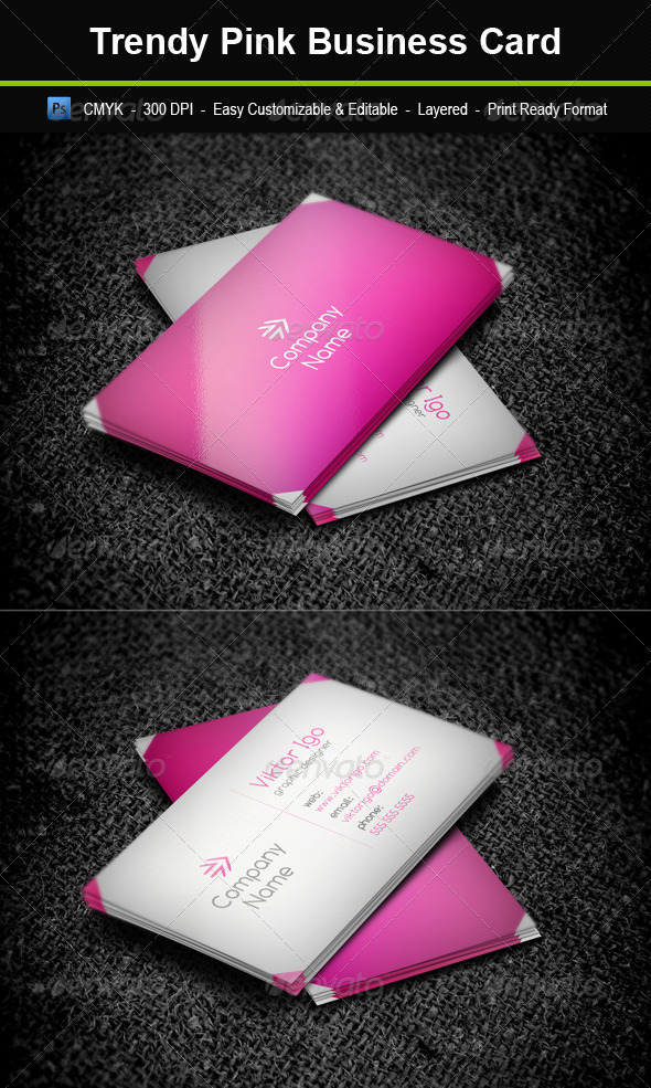 Trendy Pink Business Card - Corporate Business Cards