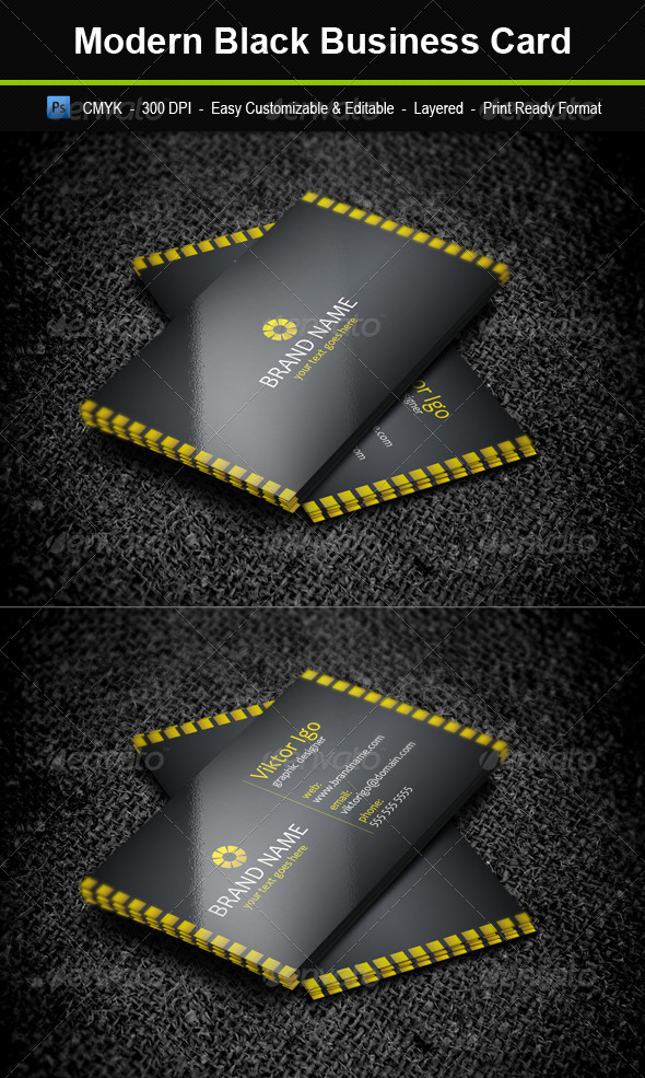 Modern Black Business Card - Corporate Business Cards