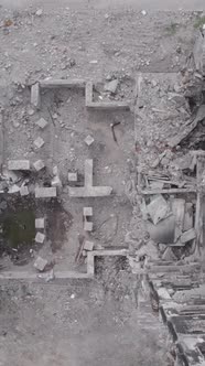 Vertical Video of a House Destroyed By the War in Ukraine alt