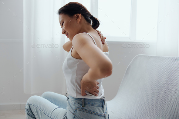 Young woman with bad posture spine profile Vector Image