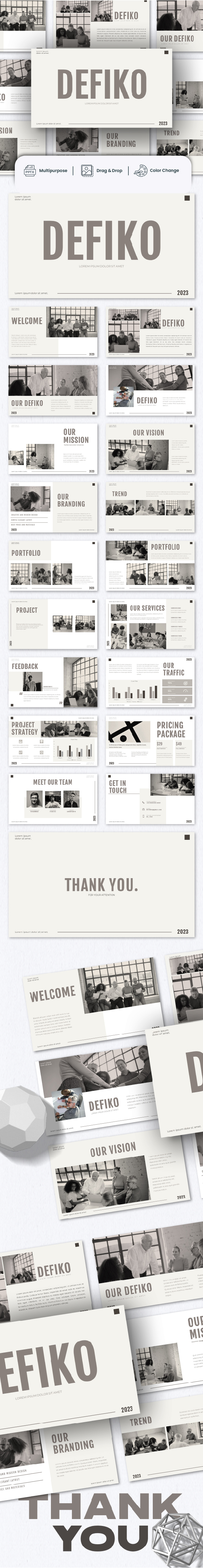 [DOWNLOAD]DEFIKO - Minimal & Creative Multipurpose Pitch Deck Business Plan Powerpoint Presentation Templates