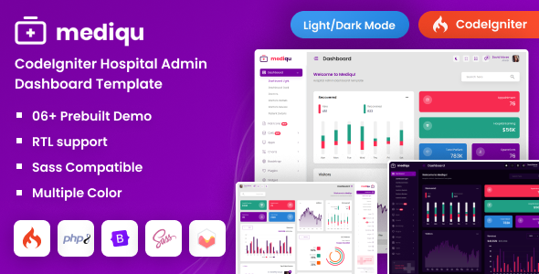 Mediqu - CodeIgniter Hospital Admin Dashboard Template Dark-Light with RTL