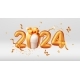 3d Gold Balloon 2024 New Year Symbol