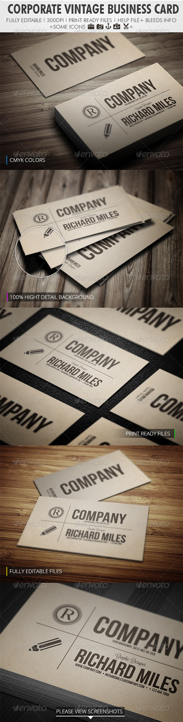 Corporate Vintage Business Card - Retro/Vintage Business Cards