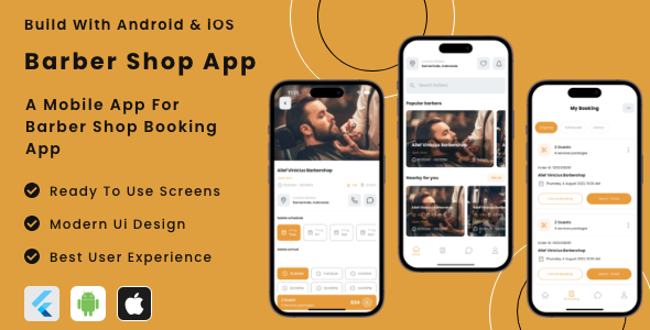 [DOWNLOAD]Barber Shop - Salon,Spa,Massage Appointment Booking App Flutter | Android | iOS Mobile App Template