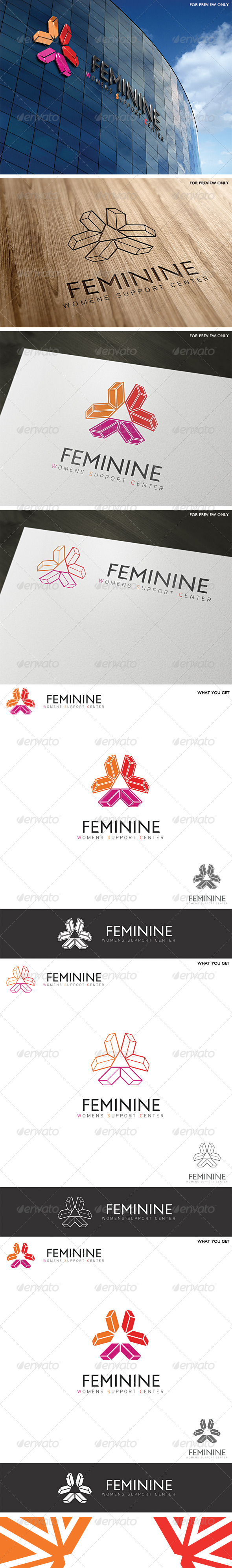 Feminine Center Logo Template - Vector Abstract
