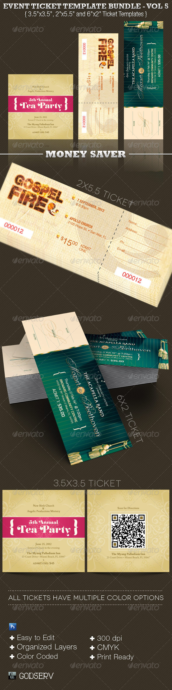 Event Ticket Template Bundle Vol 5 - Miscellaneous Print Templates