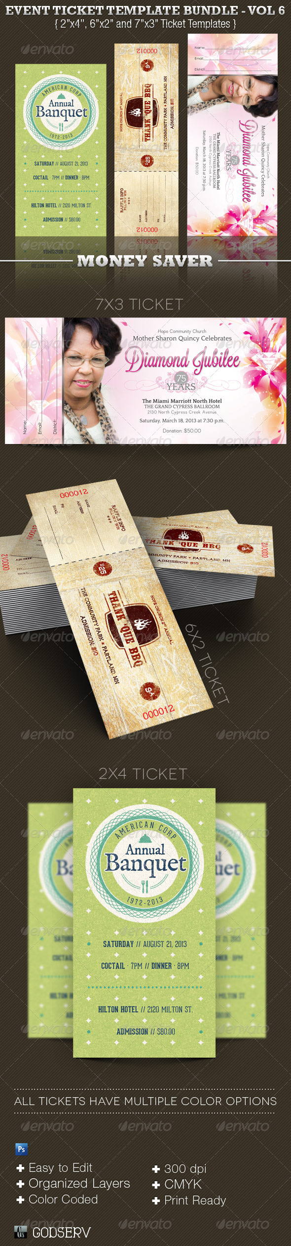 Event Ticket Template Bundle Volume 6 - Miscellaneous Print Templates