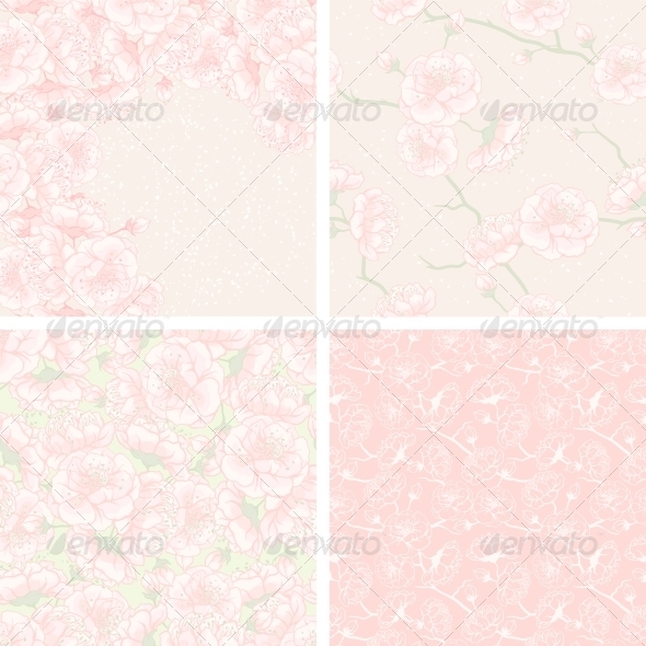 Cherry Blossom Patterns and Backgrounds. - Flowers & Plants Nature
