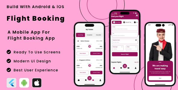 flybook -Flight Booking | Hotel Booking | Ticket Booking Flutter App | Android | iOS Mobile Template