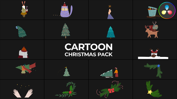 Cartoon Christmas Animations for DaVinci Resolve