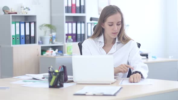 Sexy Business Woman Working At The Office