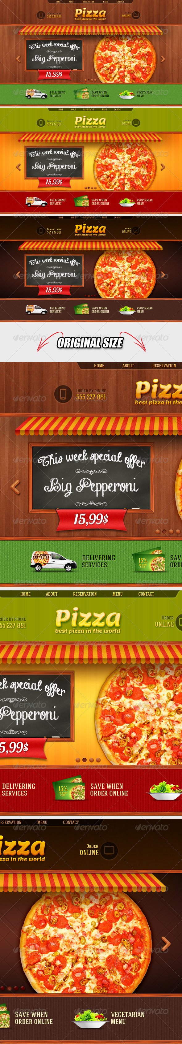 Pizza Header - Sliders & Features Web Elements